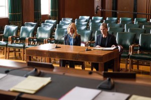 Court short: Carrie (Claire Danes) feels the strain during a lonely Senate investigation